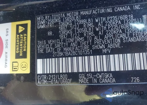 2011 Lexus Rx 350 z USA, uszkodzony, nr VIN 2T2BK1BA2BC101351